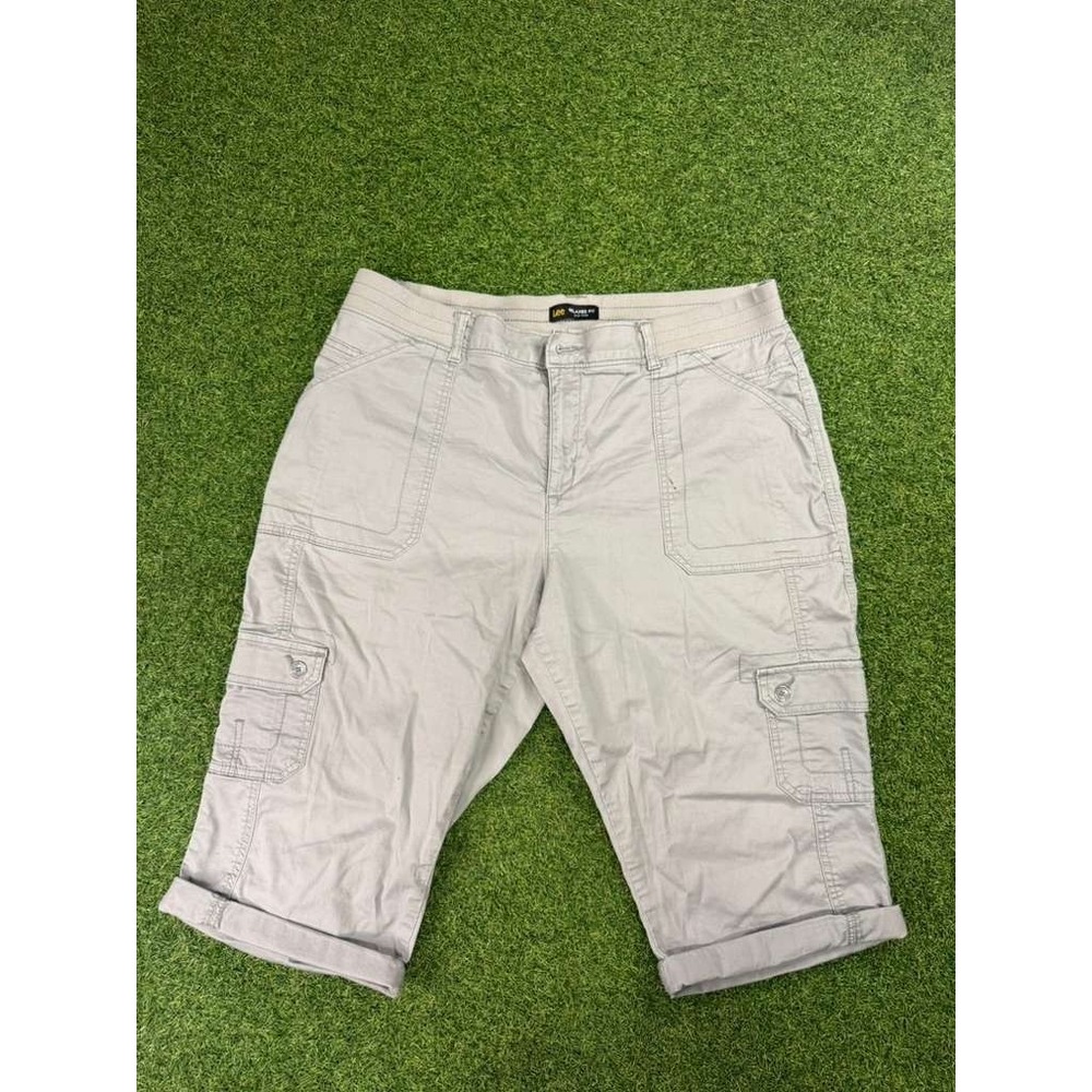 Lee Cargo Shorts Womens 18 Gray Stretch Knee Length Outdoor‎ Hiking Straight